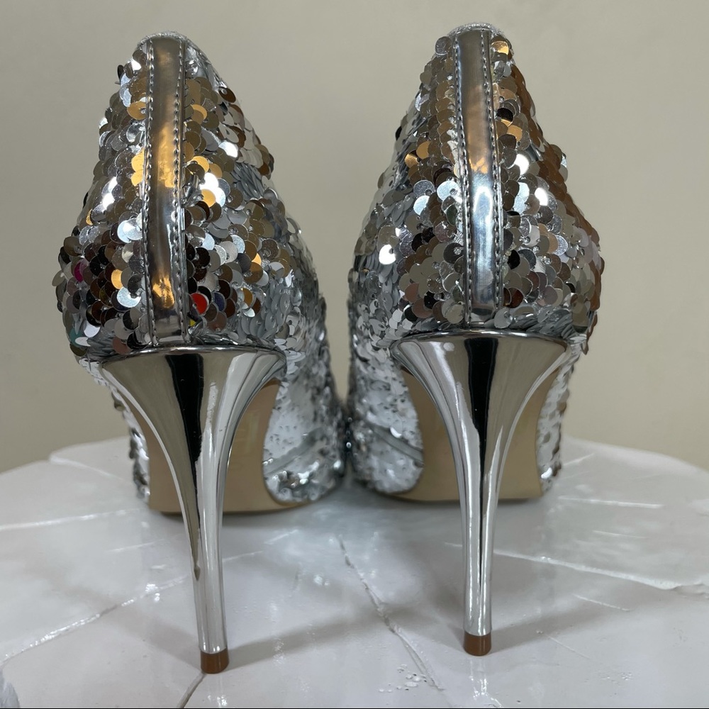 Aldo Uloaviel Silver Sequin Pointed Toe Pumps